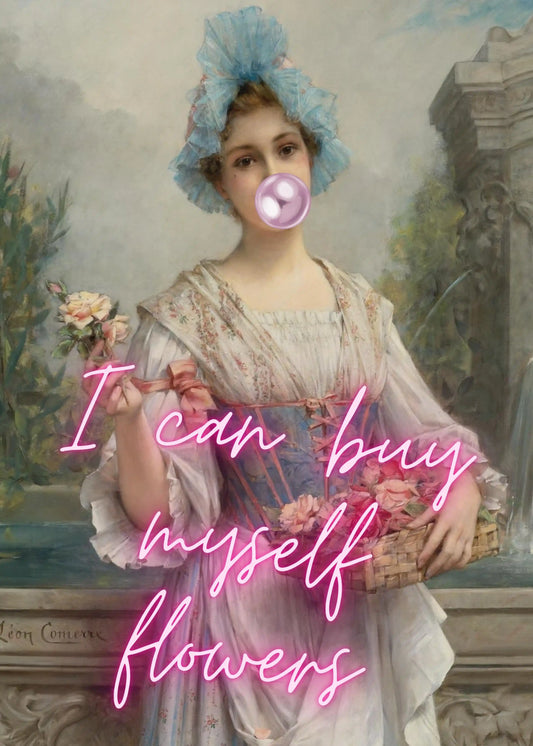 أستطيع شراء الزهور لنفسي - طباعة الحروف 1