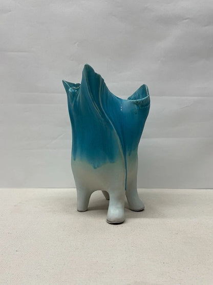 Teal Flower Ceramic Vase