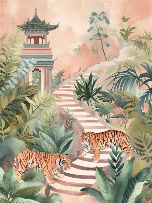 نمر يتجول في الحديقة