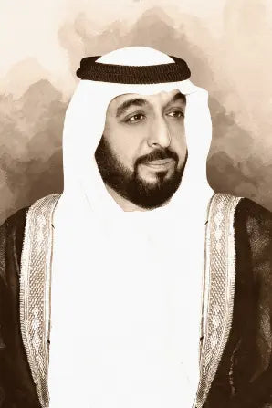 صورة الشيخ خليفة بن زايد آل نهيان ذات الملمس البني