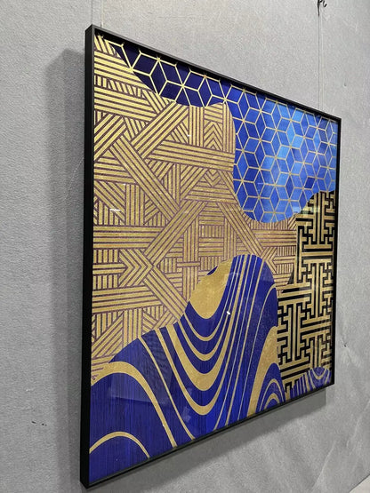 Burnished Gold Foil Abstract Wall Art Square Design | Art Smiley Decor UAE