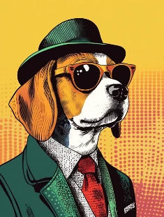 Fashionable Beagle Pop Art Inspired With Exaggerated Accessories Attitudes