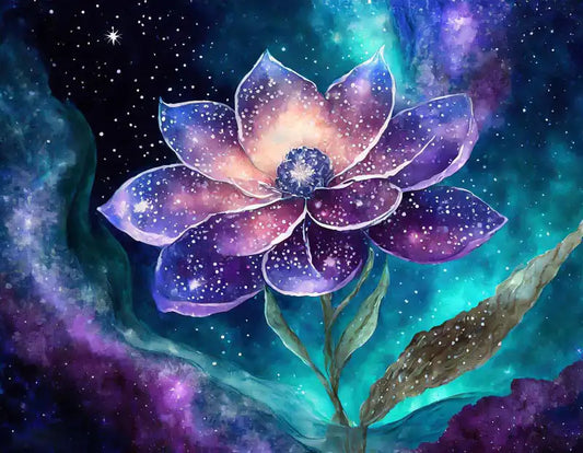 Flower Made of Galaxy Under Water2