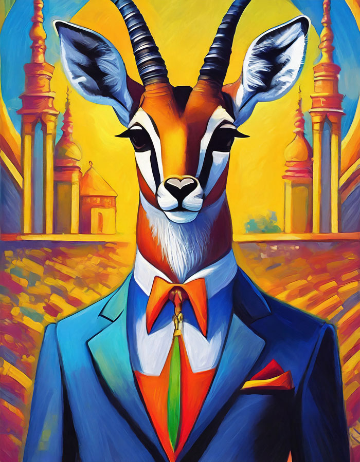 Gucci Antelope Wearing Gucci Suit Oil Painting