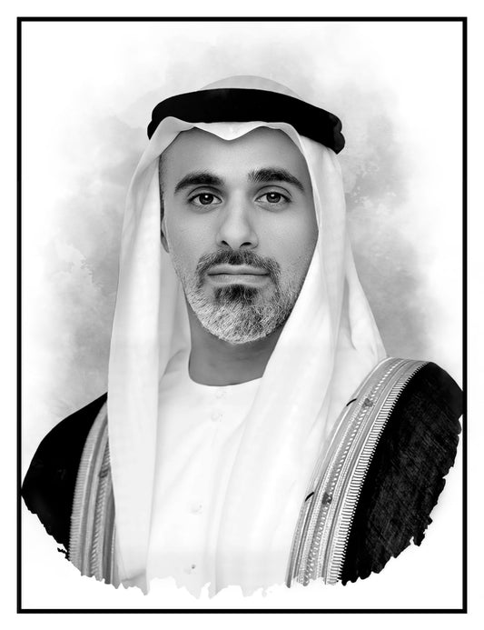 Khaled bin Mohamed bin Zayed Al Nahyan black and white