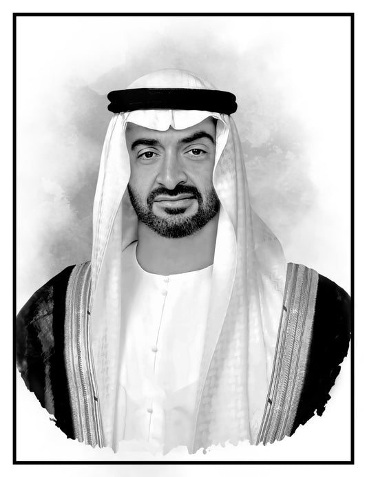 Sheikh Mohamed bin Zayed Black & White Royal Portrait