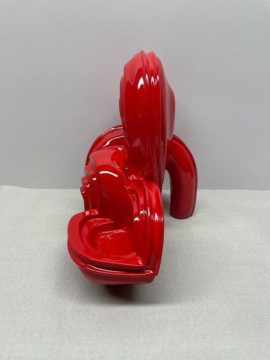 Red Abstract Loop Resin Sculpture