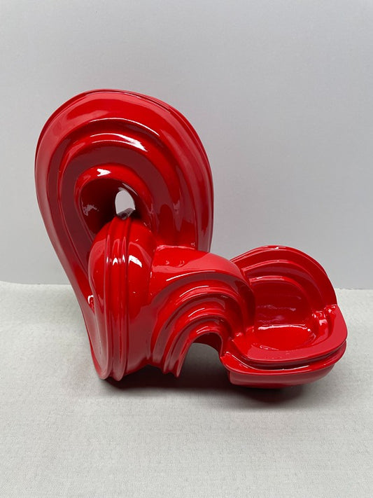Red Abstract Loop Resin Sculpture
