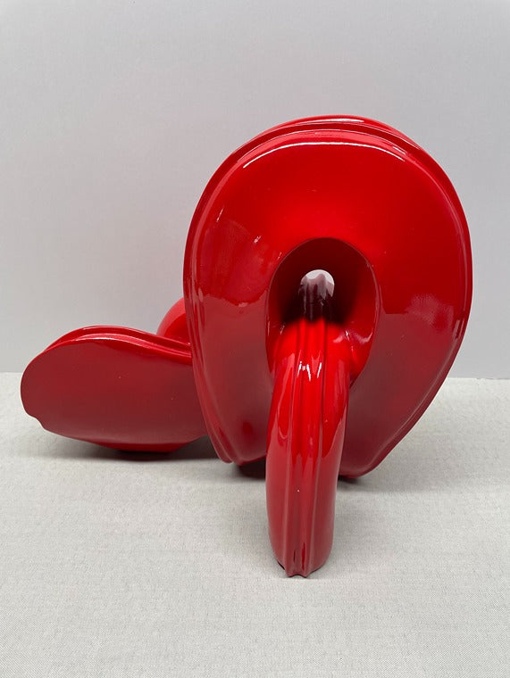 Red Abstract Loop Resin Sculpture