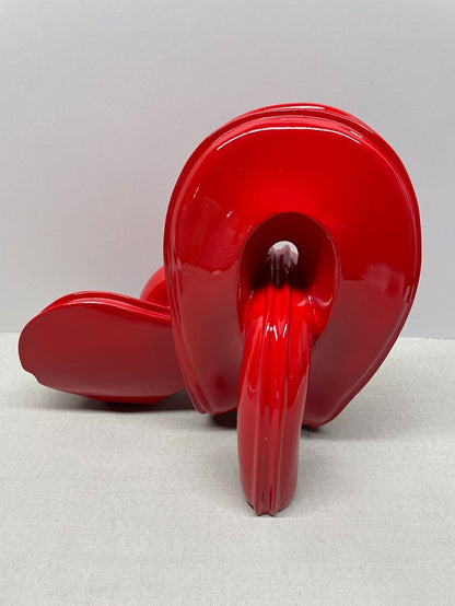 Red Abstract Loop Resin Sculpture