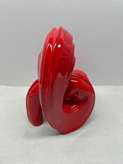 Red Abstract Loop Resin Sculpture