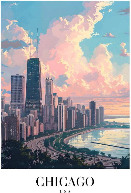 صورة أنيقة لمدينة شيكاغو بالولايات المتحدة الأمريكية