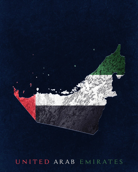 Grunge Map of UAE with Flag Colors